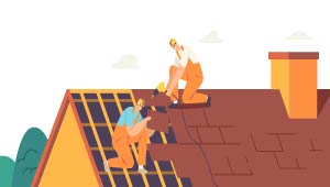 Graphic of two workers fixing a roof.